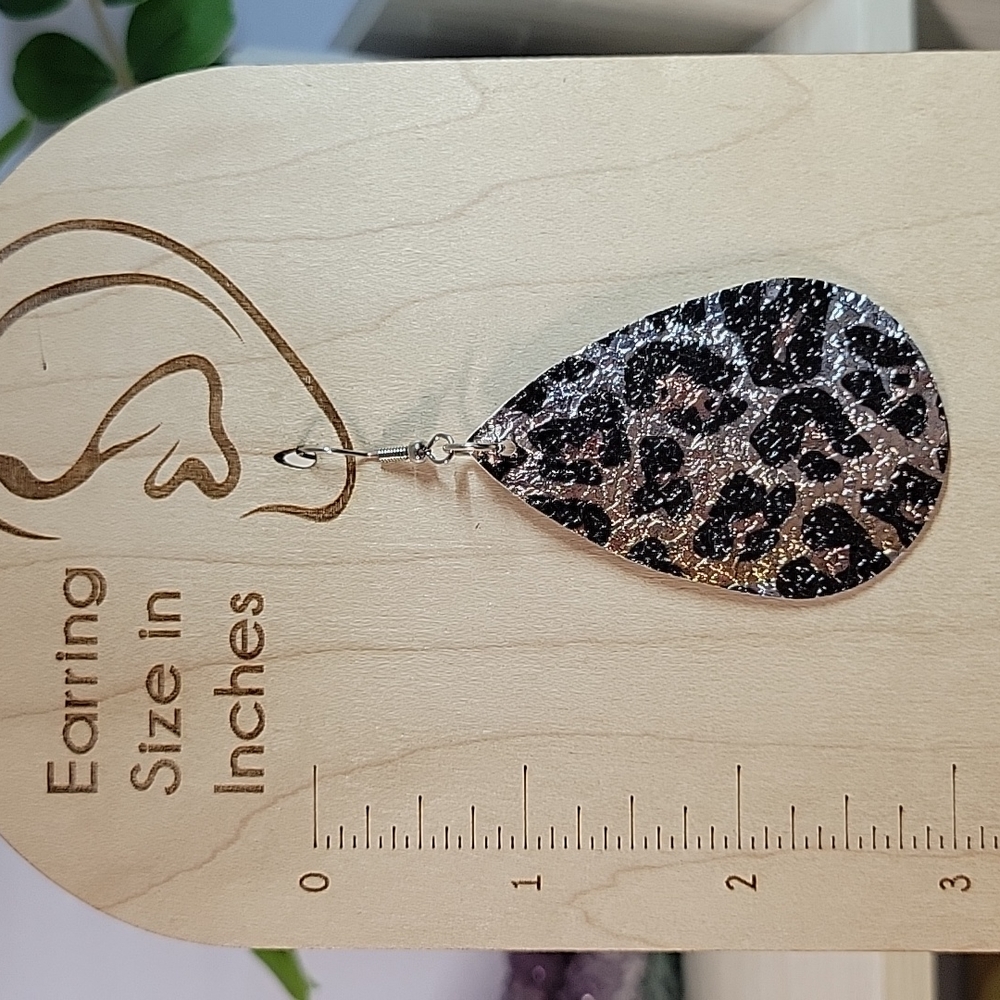 Animal Print Metallic Drop Earrings - Picture 3 of 4